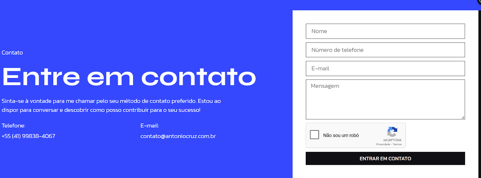 Exemplo de formulário simples para captação de leads